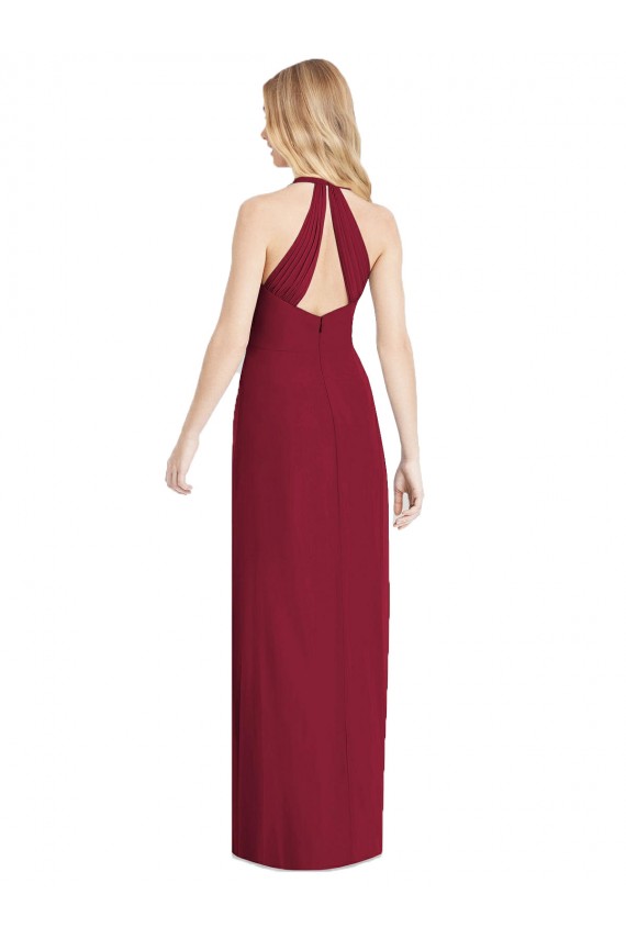 Rose du Désert Trompette Licou Col V Mousseline Longue Formelles Robes demoiselle d'honneur / Robes de soirée Grossiste