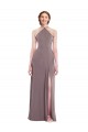 Rose poudré Trapèze Licou Mousseline Longue Formelles Robes demoiselle d'honneur / Robes de soirée Grossiste