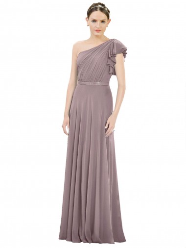 Rose poudré Trapèze Mousseline Longue Robes demoiselle d'honneur Grossiste
