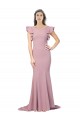Rose poussiéreux Sirène Col rond Balayage train Crêpe Stretch Longue Formelles Robes demoiselle d'honneur / Robes de soirée / Robes de bal Grossiste