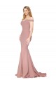 Rose poussiéreux Sirène Épaule Dénudée Balayage train Crêpe Stretch Longue Formelles Robes demoiselle d'honneur / Robes de soirée / Robes de bal Grossiste