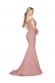 Rose poussiéreux Sirène Épaule Dénudée Balayage train Crêpe Stretch Longue Formelles Robes demoiselle d'honneur / Robes de soirée / Robes de bal Grossiste