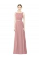 Rose poussiéreux Trapèze Col Haut Mousseline Longue Robes demoiselle d'honneur Grossiste