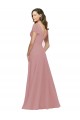 Rose poussiéreux Trapèze Col V Mousseline Longue Robes demoiselle d'honneur Grossiste