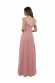 Rose poussiéreux Trapèze Col V Mousseline Longue Robes demoiselle d'honneur Grossiste