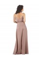 Rose poussiéreux Trapèze Col V Satiné Soyeux Longue Formelles Robes demoiselle d'honneur / Robes de soirée Grossiste