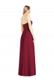 Rose vif Trompette Col V Sans bretelle Mousseline Longue Robes demoiselle d'honneur Grossiste