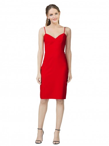 Rouge Fourreau Crêpe Stretch Courte Robes demoiselle d'honneur / Robes de soirée / Robes de cocktail Grossiste