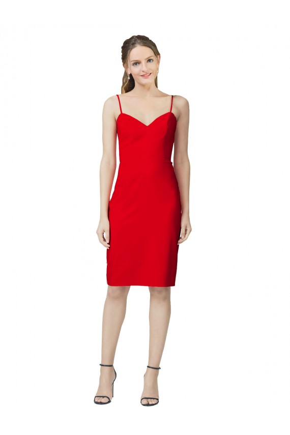 Rouge Fourreau Crêpe Stretch Courte Robes demoiselle d'honneur / Robes de soirée / Robes de cocktail Grossiste