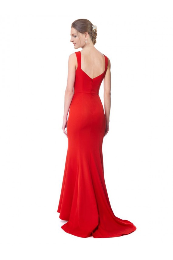 Rouge Sirène Col Haut Crêpe Stretch Longue Formelles Robes demoiselle d'honneur / Robes de soirée / Robes de bal Grossiste