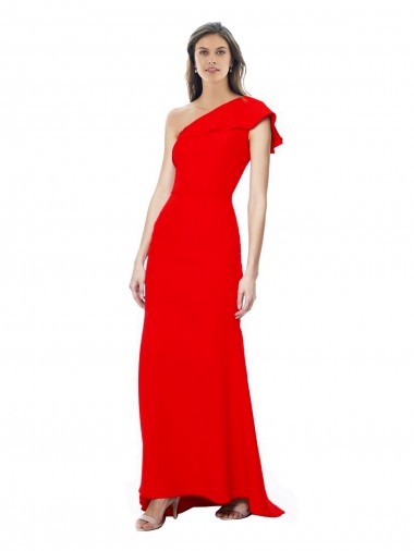 Rouge Sirène Col Haut Crêpe Stretch Longue Formelles Robes demoiselle d'honneur / Robes de soirée / Robes de bal Grossiste