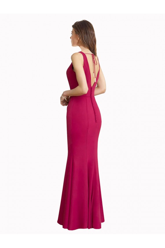 Rouge Sirène Col V Mousseline Longue Robes demoiselle d'honneur / Robes de bal Grossiste