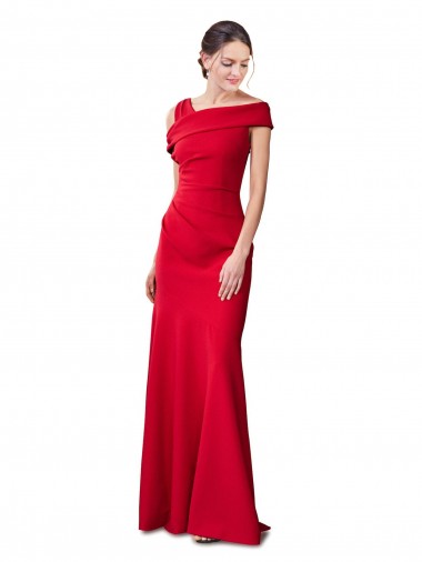 Rouge Sirène Crêpe Stretch Longue Formelles Robes demoiselle d'honneur / Robes de soirée / Robes de bal Grossiste