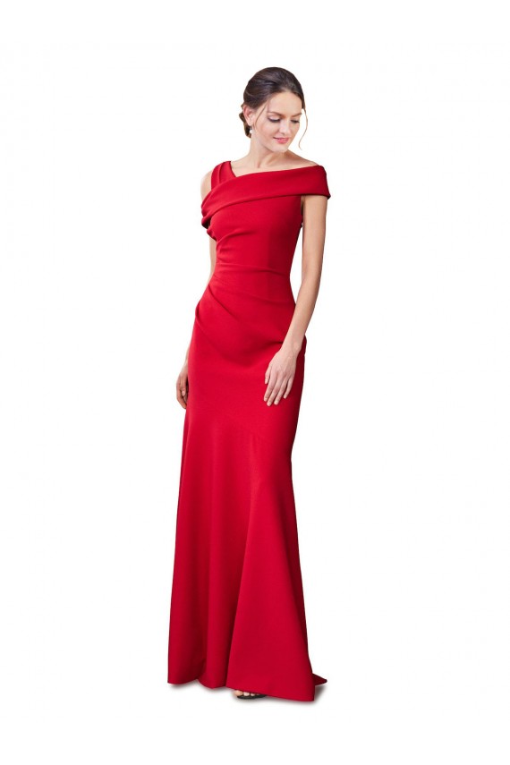 Rouge Sirène Crêpe Stretch Longue Formelles Robes demoiselle d'honneur / Robes de soirée / Robes de bal Grossiste