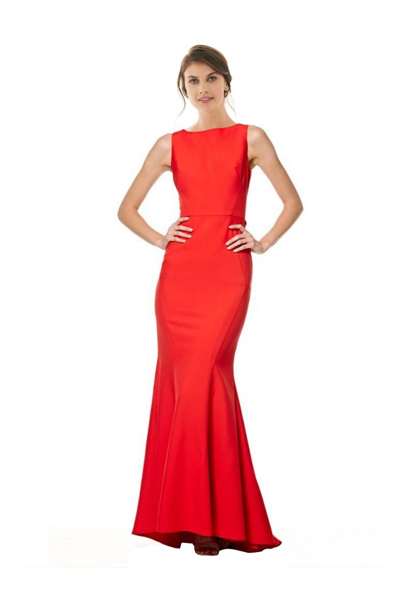 Rouge Sirène Licou Col Haut Crêpe Stretch Longue Formelles Robes demoiselle d'honneur / Robes de soirée / Robes de bal Grossiste