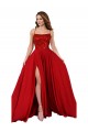 Rouge Trapèze Bretelles spaghetti Col Carré Spandex Dentelle Longue Robes demoiselle d'honneur / Robes de bal Grossiste