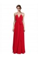 Rouge Trapèze Bretelles spaghetti Col V Mousseline Longue Robes demoiselle d'honneur Grossiste