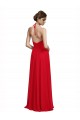 Rouge Trapèze Bretelles spaghetti Col V Mousseline Longue Robes demoiselle d'honneur Grossiste