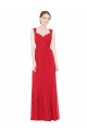 Rouge Trapèze Mousseline Longue Robes demoiselle d'honneur Grossiste