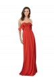 Rouge Trapèze Sans bretelle Mousseline Longue Robes demoiselle d'honneur Grossiste