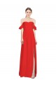 Rouge Trapèze Épaule Dénudée Crêpe Stretch Longue Formelles Robes demoiselle d'honneur / Robes de soirée / Robes de bal Grossiste