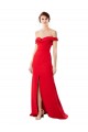 Rouge Trapèze Épaule Dénudée Crêpe Stretch Longue Formelles Robes demoiselle d'honneur / Robes de soirée / Robes de bal Grossiste