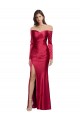 Rouge foncé Fourreau Satiné Stretch Longue Formelles Robes demoiselle d'honneur / Robes de soirée / Robes de bal Grossiste