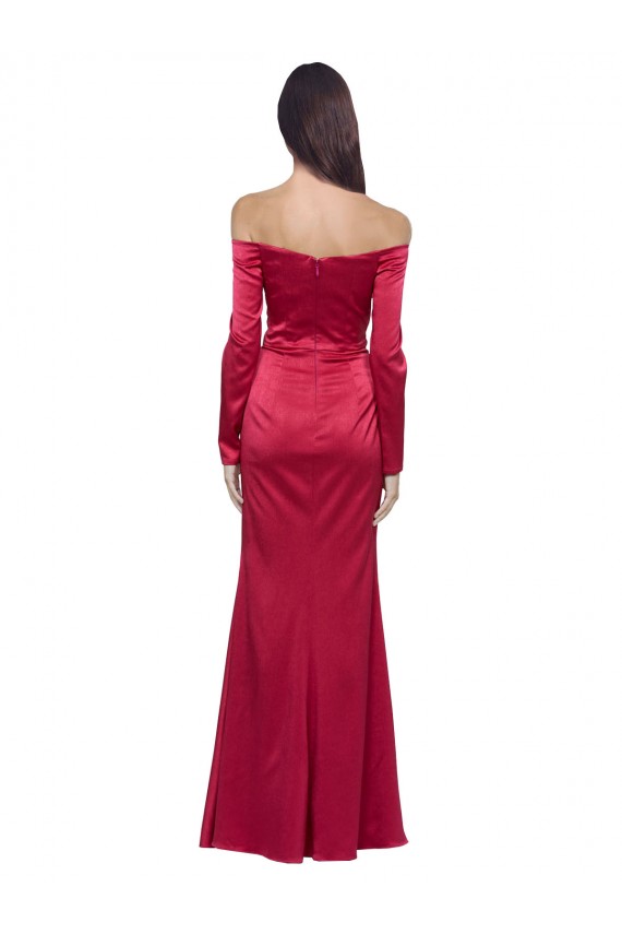 Rouge foncé Fourreau Satiné Stretch Longue Formelles Robes demoiselle d'honneur / Robes de soirée / Robes de bal Grossiste