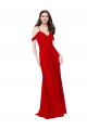 Rouge foncé Trapèze Col V Mousseline Longue Robes demoiselle d'honneur Grossiste