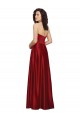 Rouge foncé Trapèze Sans bretelle Satiné Longue Robes demoiselle d'honneur / Robes de bal Grossiste