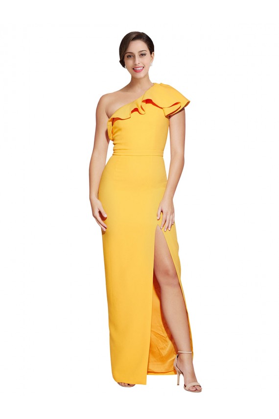 Safran Fourreau Crêpe Stretch Longue Formelles Robes demoiselle d'honneur / Robes de soirée / Robes de bal Grossiste