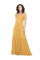 Safran Trapèze Col Carré Mousseline Longue Robes demoiselle d'honneur Grossiste