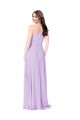 Safran Trapèze Col V Mousseline Longue Robes demoiselle d'honneur Grossiste