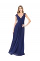 Saphir Trapèze Col V Mousseline Longue Robes demoiselle d'honneur Grossiste