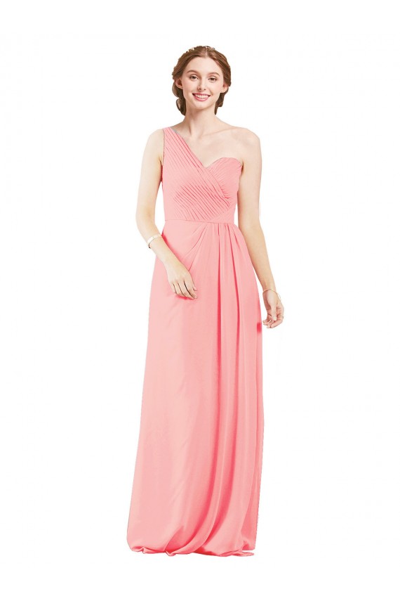 Saumon Trapèze Mousseline Longue Robes demoiselle d'honneur Grossiste