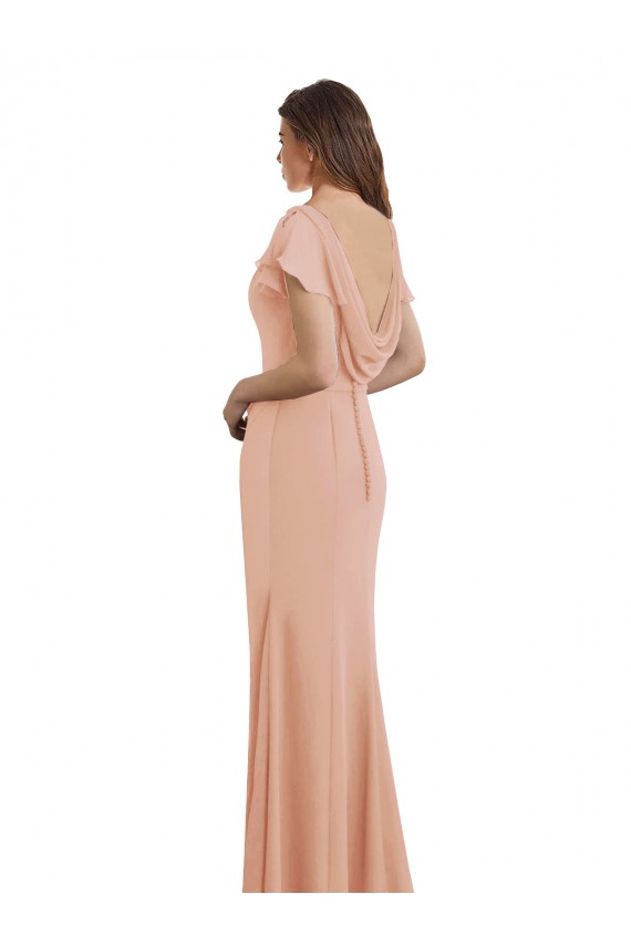 Sirène Col Bateau Col Haut Mousseline Longue Robes demoiselle d'honneur / Robes de bal Grossiste