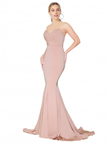 Sirène Col Haut Crêpe Stretch Longue Formelles Robes demoiselle d'honneur / Robes de soirée / Robes de bal Grossiste