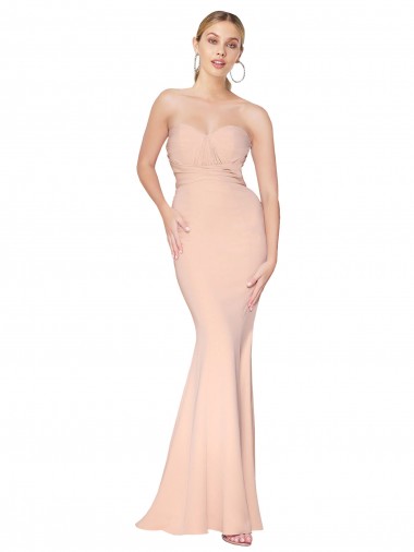 Sirène Col Haut Crêpe Stretch Longue Formelles Robes demoiselle d'honneur / Robes de soirée / Robes de bal Grossiste