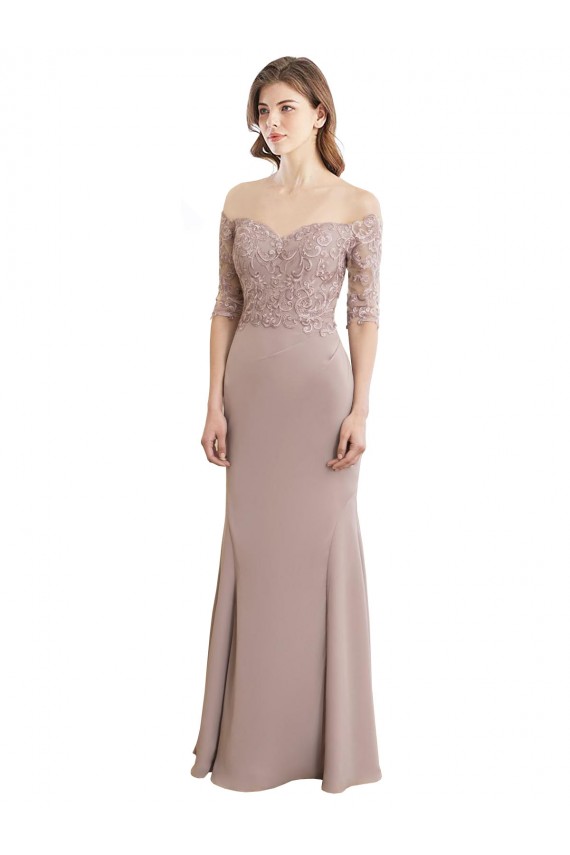 Sirène Col Haut Mousseline Dentelle Longue Robes demoiselle d'honneur Grossiste