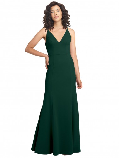 Trapèze Col V Crêpe Stretch Longue Formelles Robes demoiselle d'honneur / Robes de soirée / Robes de bal Grossiste