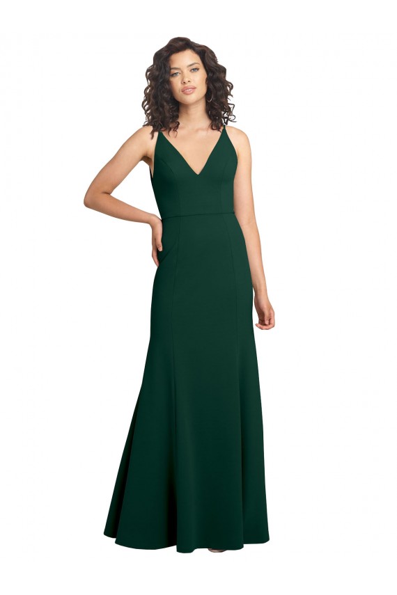Trapèze Col V Crêpe Stretch Longue Formelles Robes demoiselle d'honneur / Robes de soirée / Robes de bal Grossiste