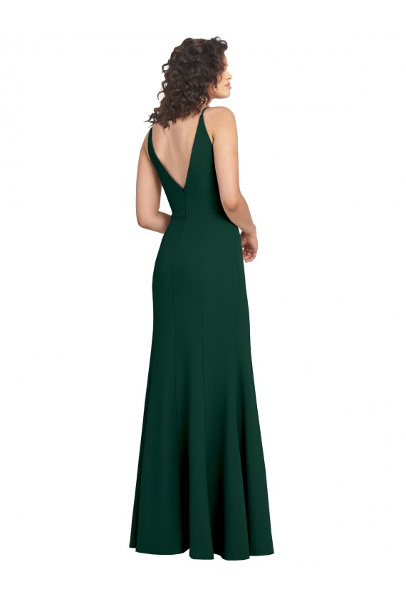 Trapèze Col V Crêpe Stretch Longue Formelles Robes demoiselle d'honneur / Robes de soirée / Robes de bal Grossiste