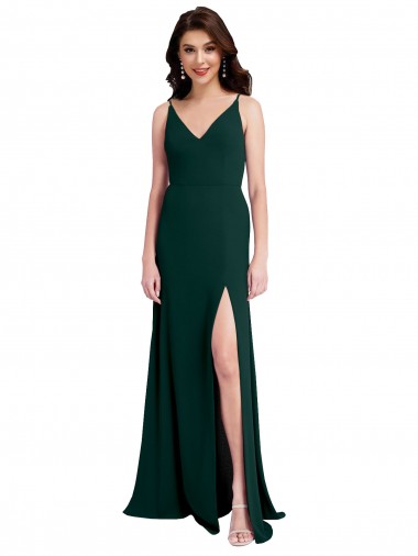 Trapèze Col V Crêpe Stretch Longue Formelles Robes demoiselle d'honneur / Robes de soirée / Robes de bal Grossiste