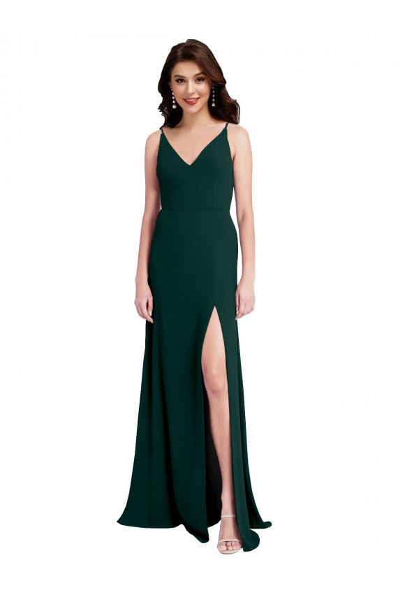 Trapèze Col V Crêpe Stretch Longue Formelles Robes demoiselle d'honneur / Robes de soirée / Robes de bal Grossiste