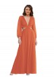 Trapèze Col V Mousseline Longue Asymétrique Robes demoiselle d'honneur Grossiste