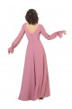 Trapèze Col V Mousseline Longue Robes demoiselle d'honneur Grossiste