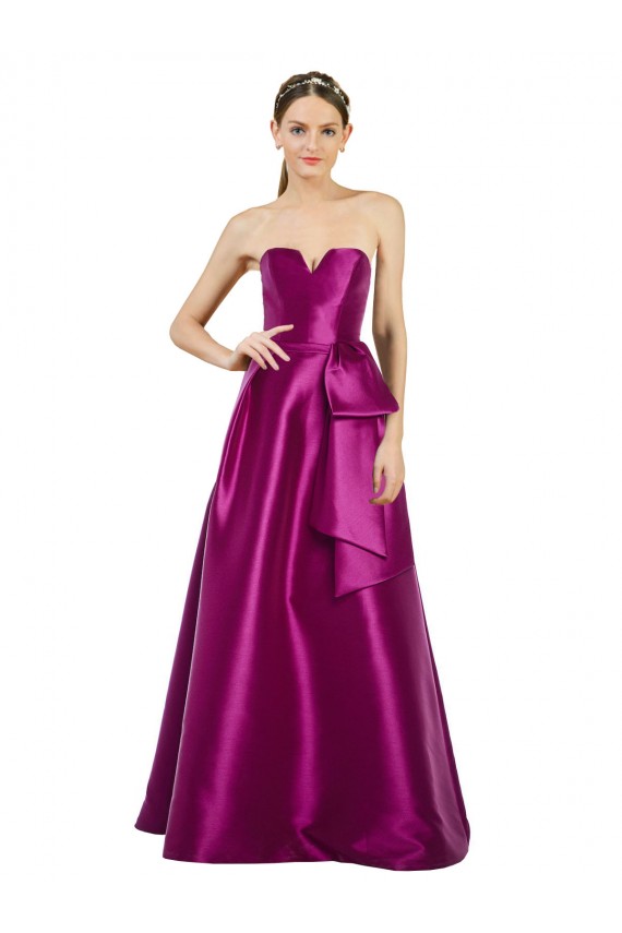 Trapèze Col V Satiné Longue Robes demoiselle d'honneur / Robes de bal Grossiste