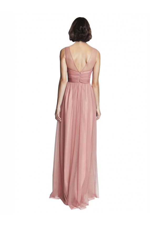 Trapèze Col V Tulle Longue Robes demoiselle d'honneur Grossiste