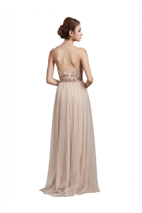 Trapèze Licou Tulle Longue Robes demoiselle d'honneur Grossiste