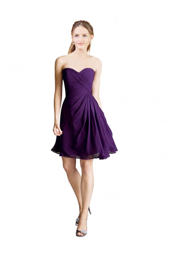 Trapèze Sans bretelle Mousseline Courte Robes demoiselle d'honneur / Robes de cocktail Grossiste
